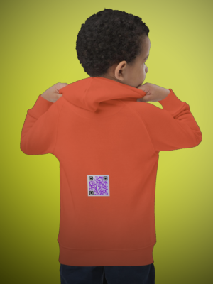 Sweat à capuche écologique pour enfants - QRCode imprimé dos