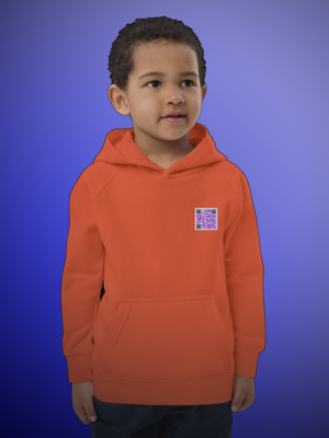 Sweat à capuche écologique pour enfants - QRCode imprimé face